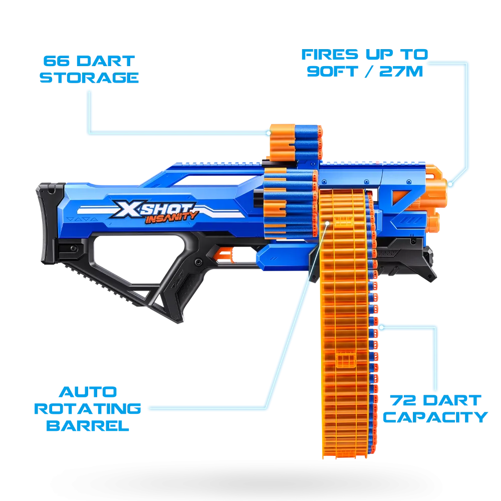 ZURU X Shot Insanity Mega Barrel With 72 Darts
