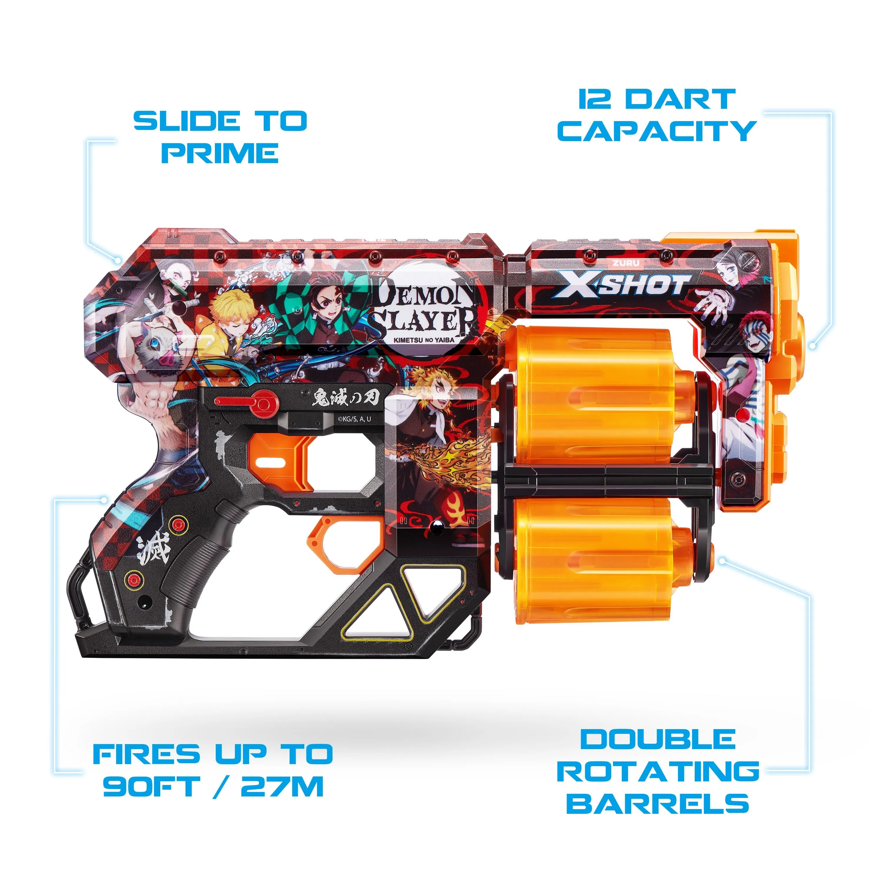 ZURU X Shot Skins Dread With 12 Darts Demon Slayer